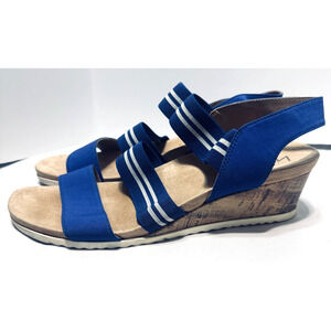 LifeStride Velocity 2.0 Blue Sandals stretchy straps 11M cork wedges